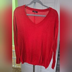 Red V-Neck Women's Sweater